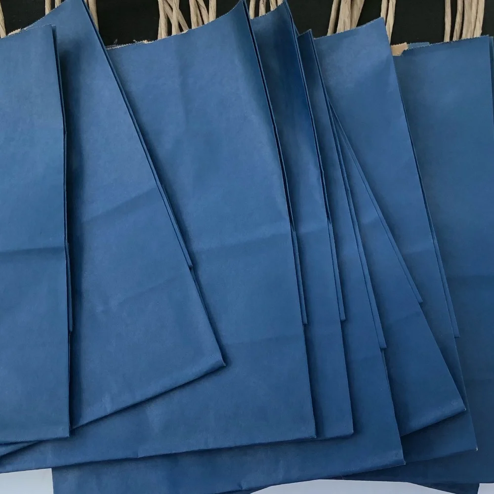 Navy Blue Kraft Tinted Paper Gift Shopping Bags 12 Pack CUB 8X4X10 Dozen
